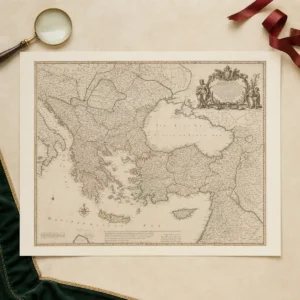 Modern unframed reproduction of a circa-1700 Ottoman Empire in Europe map